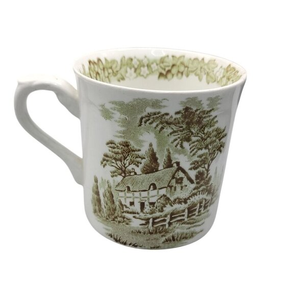 J&G Meakin Romantic England Coffee Tea Mug Green Transferware Vintage England - Picture 1 of 6